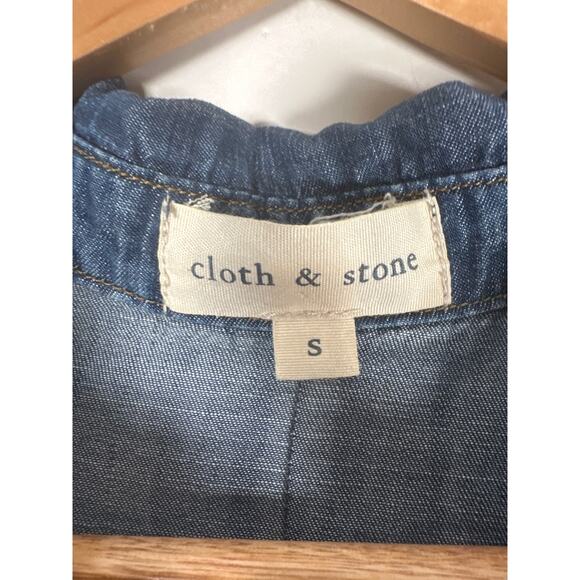 Cloth & Stone Anthropology Denim Button Up Women’s S Roll Tab Sleeve - Picture 9 of 9